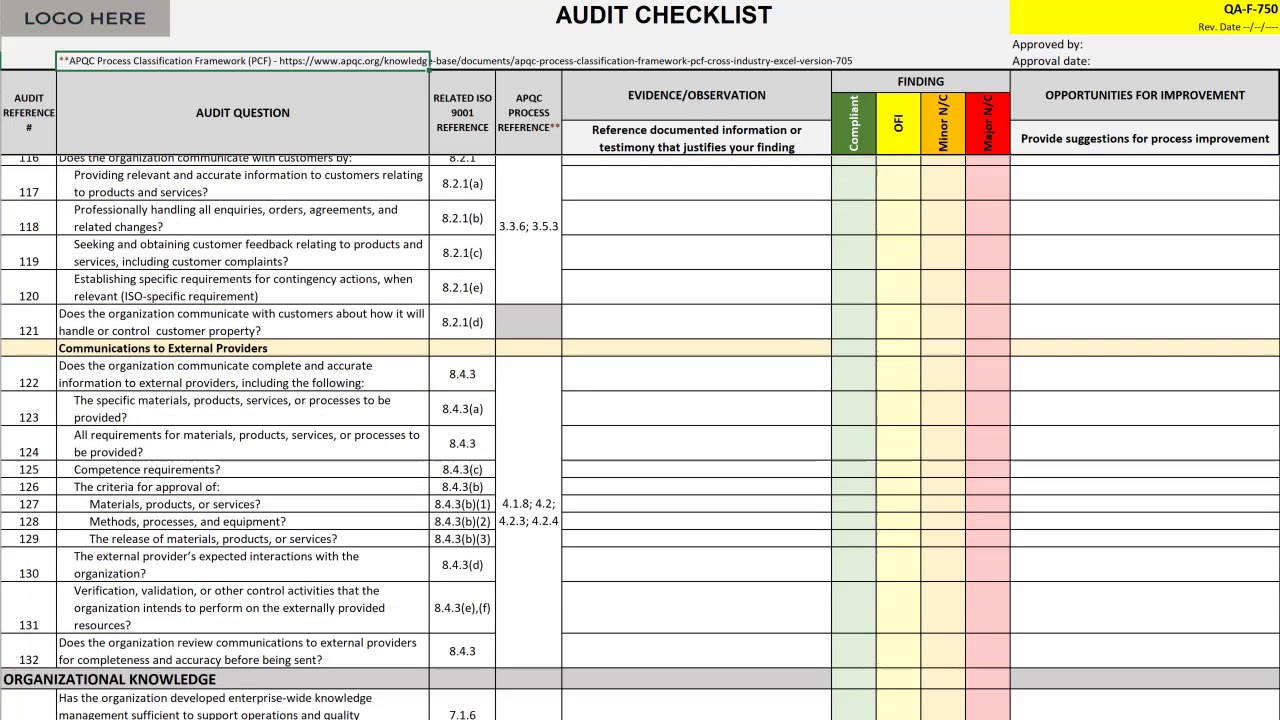 Iso 9001 2015 audit checklist excel xls bxemai